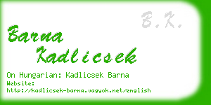 barna kadlicsek business card